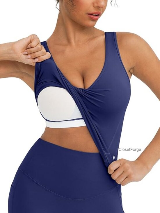 Other - Workout Tank Top with Built-in Bra Racerback Crop Top